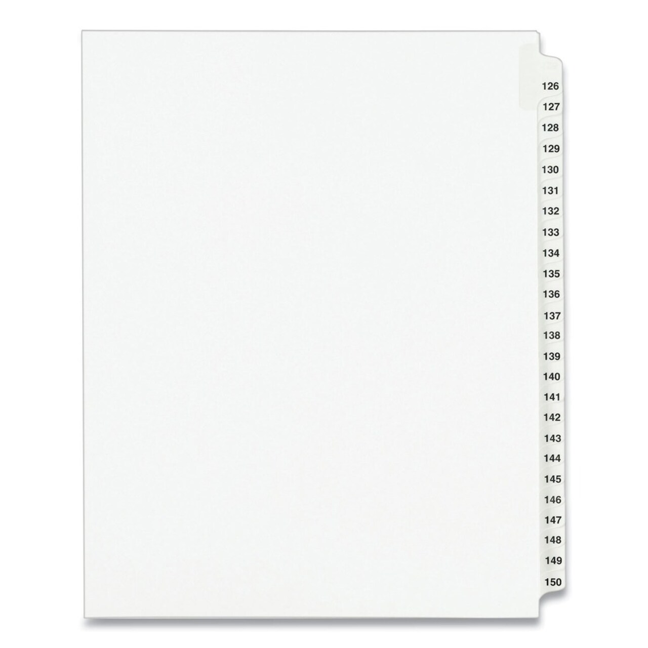 Avery 11 in. x 8.5 in. 25-Tab 126 to 150 Avery Style Preprinted Legal Exhibit Side Tab Index Dividers - White (1-Set)